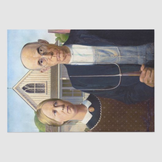 Grant Wood | Amerikaanse Gothic (1930) Tissuepapier (Voorkant)