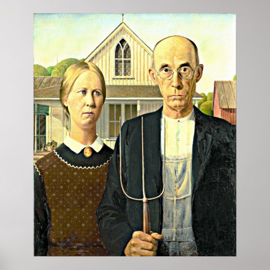 Grant Wood - Amerikaanse Gothic, Poster (Voorkant)