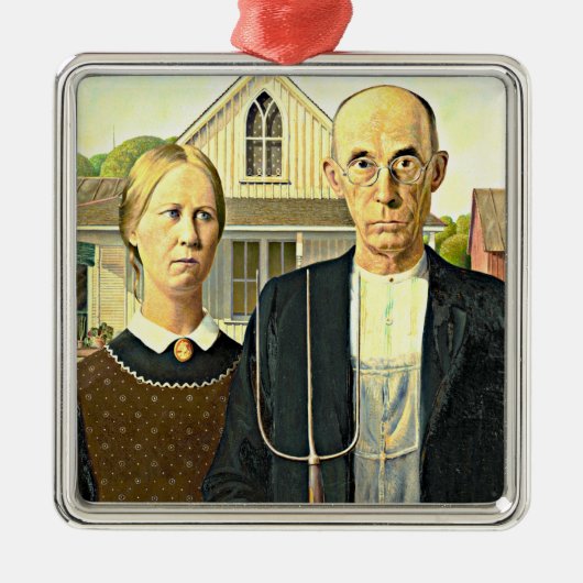 Grant Wood - Amerikaanse Gothische, beroemde Ameri Metalen Ornament (Voorkant)