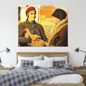 Grant Wood - Beoordeling, kunstschilderij Canvas Afdruk (Insitu (Slaapkamer))