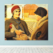 Grant Wood - Beoordeling, kunstschilderij Canvas Afdruk (Insitu (Houten vloer))