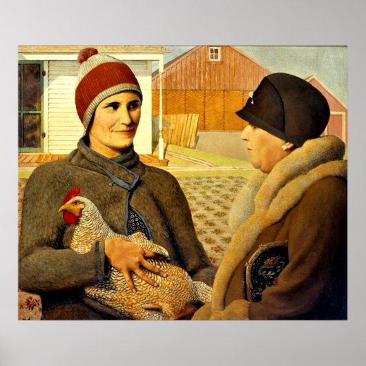 Grant Wood - Beoordeling, kunstschilderij Poster (Voorkant)