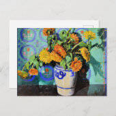 Grant Wood - Calendulas, bloemschilderij; Briefkaart (Voorkant / Achterkant)