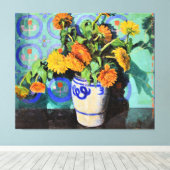 Grant Wood - Calendulas, bloemschilderij Canvas Afdruk (Insitu (Houten vloer))