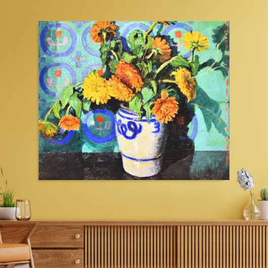 Grant Wood - Calendulas, bloemschilderij Canvas Afdruk (Insitu (Woonkamer))