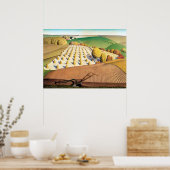 Grant Wood - Herfst ploegen Poster (Keuken)