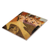 Grant Wood, Iowa Uitzicht, beroemd schilderij Tegeltje (Zijkant)