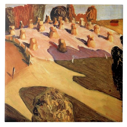 Grant Wood - Iowa Uitzicht, fijne kunst Tegeltje (Voorkant)