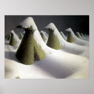 Grant Wood Januari Winter Hooiberg Fijne Kunst Poster