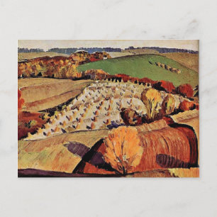 Grant Wood, landschap Briefkaart