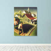 Grant Wood - Lente in de stad Canvas Afdruk (Insitu (Houten vloer))