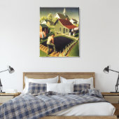 Grant Wood - Lente in de stad Canvas Afdruk (Insitu (Slaapkamer))
