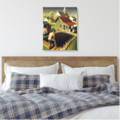Grant Wood - Lente in de stad Canvas Afdruk (Insitu (Slaapkamer))