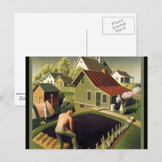 Grant Wood - Lente in Town Briefkaart (Voorkant / Achterkant)