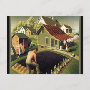 Grant Wood - Lente in Town Briefkaart