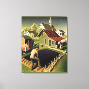 Grant Wood - Lente in Town Canvas Print
