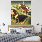 Grant Wood - Lente in Town Canvas Print (Insitu (Slaapkamer))
