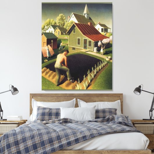 Grant Wood - Lente in Town Canvas Print (Insitu (Slaapkamer))