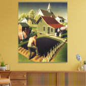 Grant Wood - Lente in Town Canvas Print (Insitu (Woonkamer))