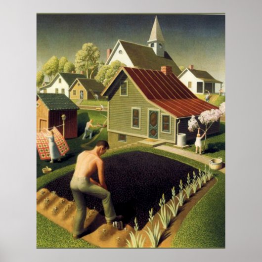 Grant Wood - Lente in Town Poster (Voorkant)