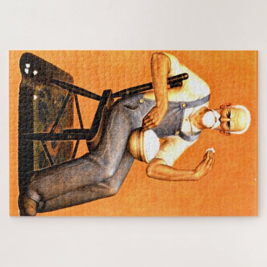 Grant Wood - Opa die popcorn eet Legpuzzel (Horizontaal)