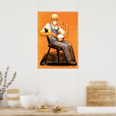 Grant Wood - Opa die popcorn eet Poster (Keuken)