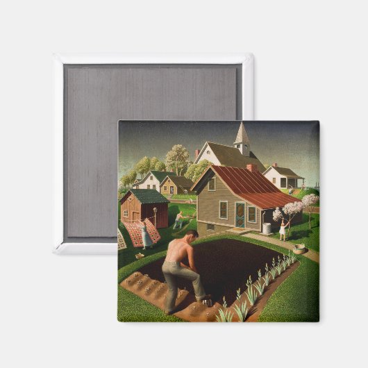 Grant Wood Spring in Town (1941) Magneet (Voorkant / Achterkant)