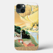 Grant Wood - Stone City, Iowa, beroemd schilderij Case-Mate iPhone Case (Achterkant)
