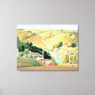 Grant Wood - Stone City, Iowa Canvas Afdruk