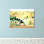 Grant Wood - Stone City, Iowa Canvas Afdruk (Insitu (Houten vloer))