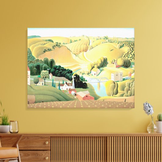 Grant Wood - Stone City, Iowa Canvas Afdruk (Insitu (Woonkamer))