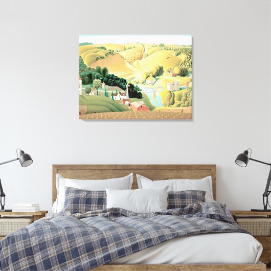 Grant Wood - Stone City, Iowa Canvas Afdruk (Insitu (Slaapkamer))