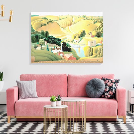 Grant Wood - Stone City, Iowa Canvas Afdruk (Insitu (Woonkamer))