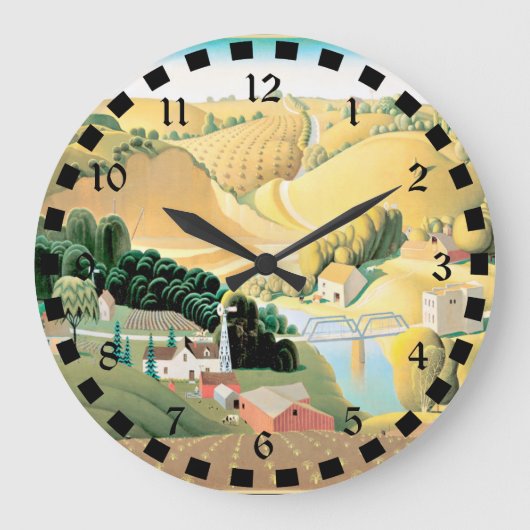 Grant Wood - Stone City, Iowa, fijne kunst Grote Klok (Voorkant)