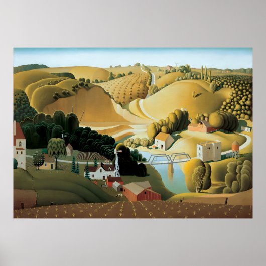 Grant Wood - Stone City Iowa Poster (Voorkant)