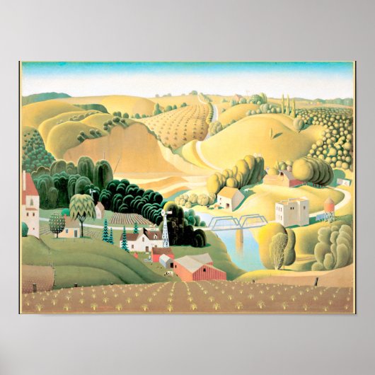 Grant Wood - Stone City, Iowa Poster (Voorkant)