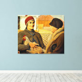 Grant Wood - taxatie, kunstschilderij, Canvas Afdruk (Insitu (Houten vloer))