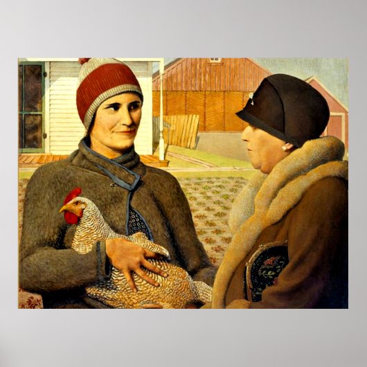 Grant Wood - taxatie, kunstschilderij, Poster (Voorkant)