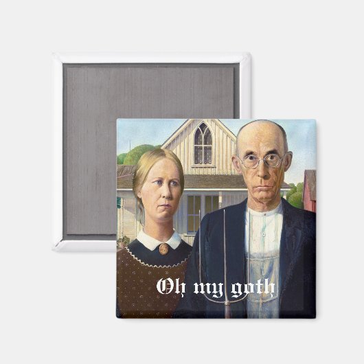 Grant Wood van American Gothic Gothic Party Magneet (Voorkant / Achterkant)