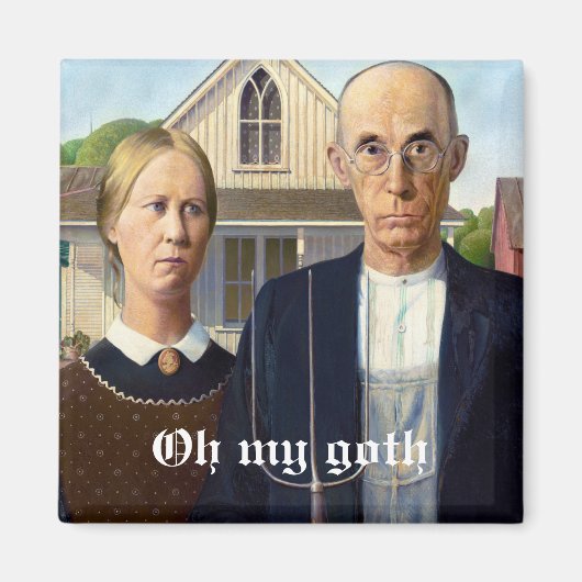 Grant Wood van American Gothic Gothic Party Magneet (Voorkant)