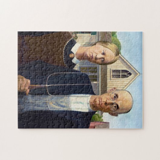 Grant Wood's American Gothic (1930) Legpuzzel (Horizontaal)