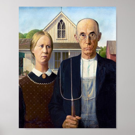 Grant Wood's Amerikaans Gothisch beroemd schilderi Poster (Voorkant)