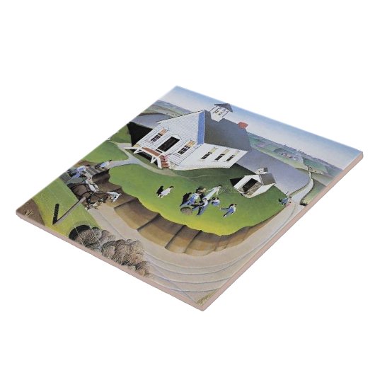 Grant Wood's Arbor Day artwork Tegeltje (Zijkant)