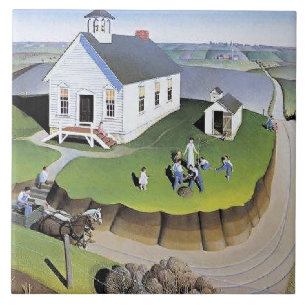 Grant Wood's Arbor Day-kunstwerk Tegeltje