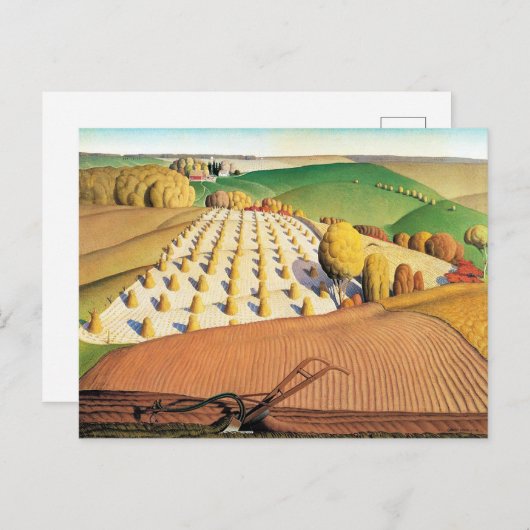 Grant Wood's Fall Plowing Briefkaart (Voorkant / Achterkant)