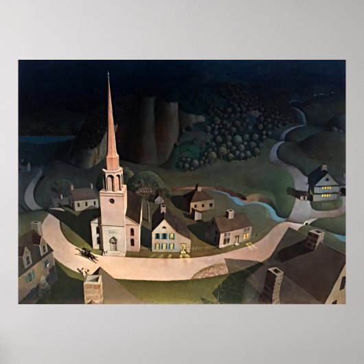 Grant Wood's The Midnight Ride of Paul Revere Poster (Voorkant)