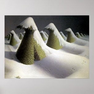 Grant Wood's Winterstilte, Tijdloze Velden Poster