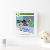 Grant Writing Cartoon Clock Vierkante Klok (Huis)