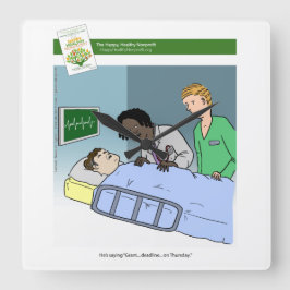 Grant Writing Cartoon Clock Vierkante Klok