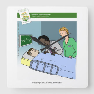 Grant Writing Cartoon Clock Vierkante Klok